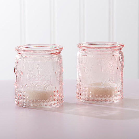 Vintage Pink Glass Tea Light Holder Set of 4