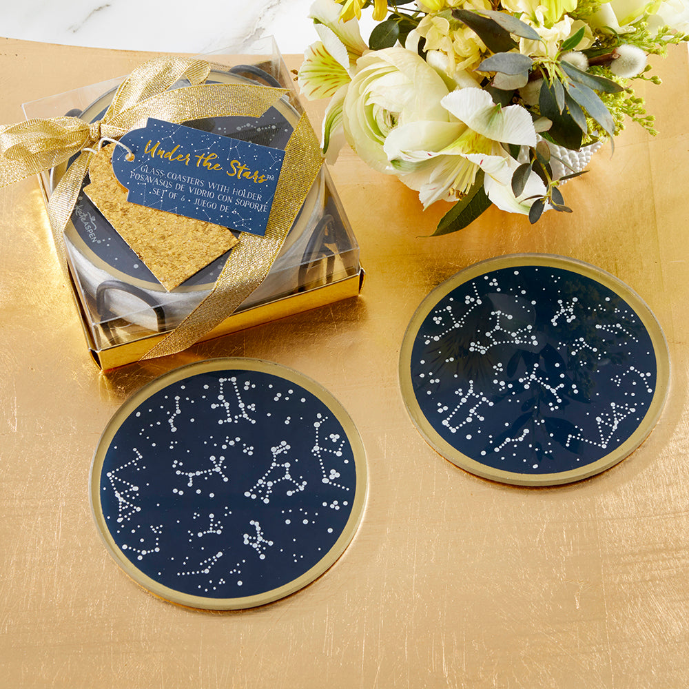 Under the Stars Glass Coaster with Holder Set of 6