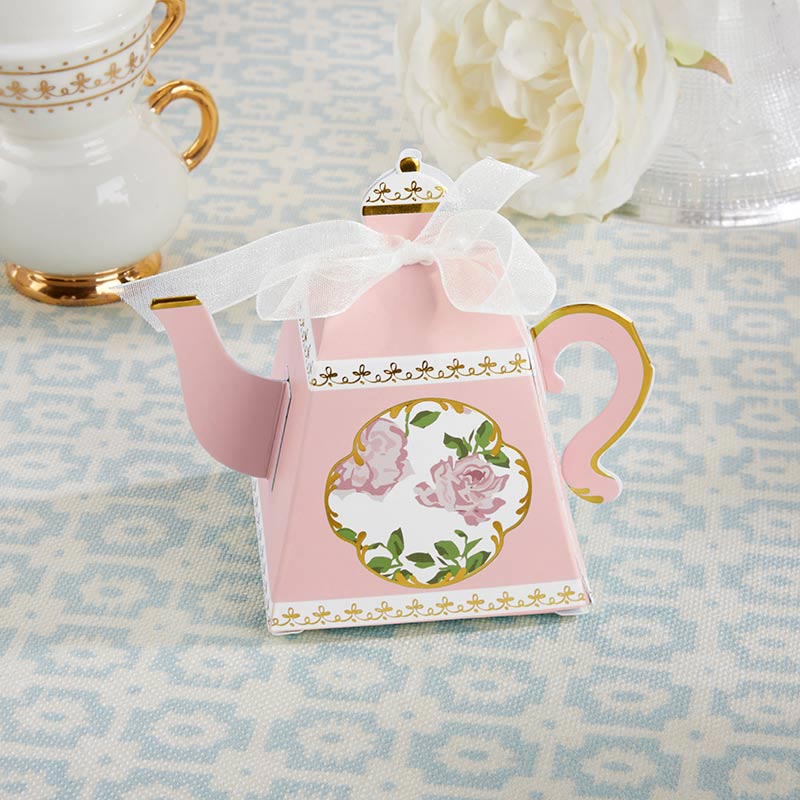 Tea Time Whimsy Teapot Favor Boxes Pink Set of 24