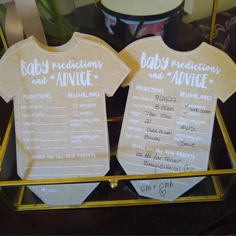 Baby Shower Onesie Shape Prediction Advice Cards Set of 25