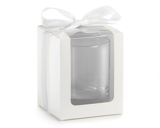 15oz Glassware Gift Box with Ribbon Set of 12 White or Gold or Kraft