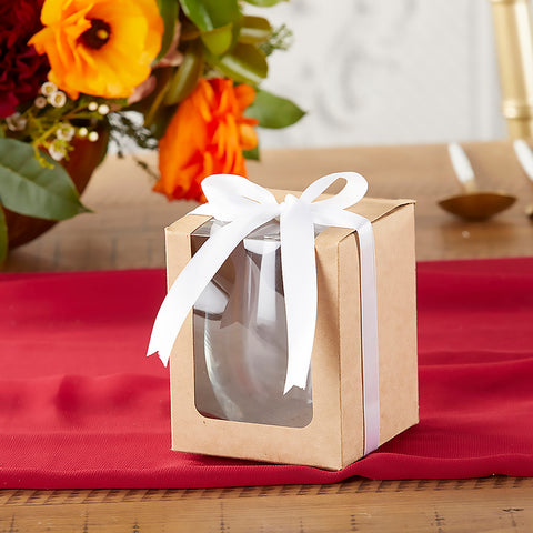 15oz Glassware Gift Box with Ribbon Set of 12 White or Gold or Kraft