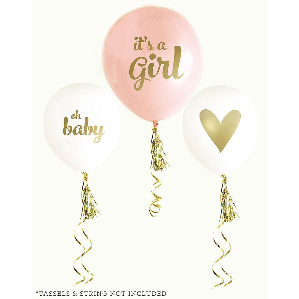 Buy Girl Baby Shower Balloons Set of 3 Gold Printed Balloons