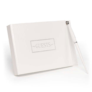 White Small Guest Book with Pen