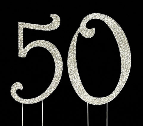 50th Birthday Cake Topper Bling Cake Topper 50 Anniversary Cake Topper Silver or Gold