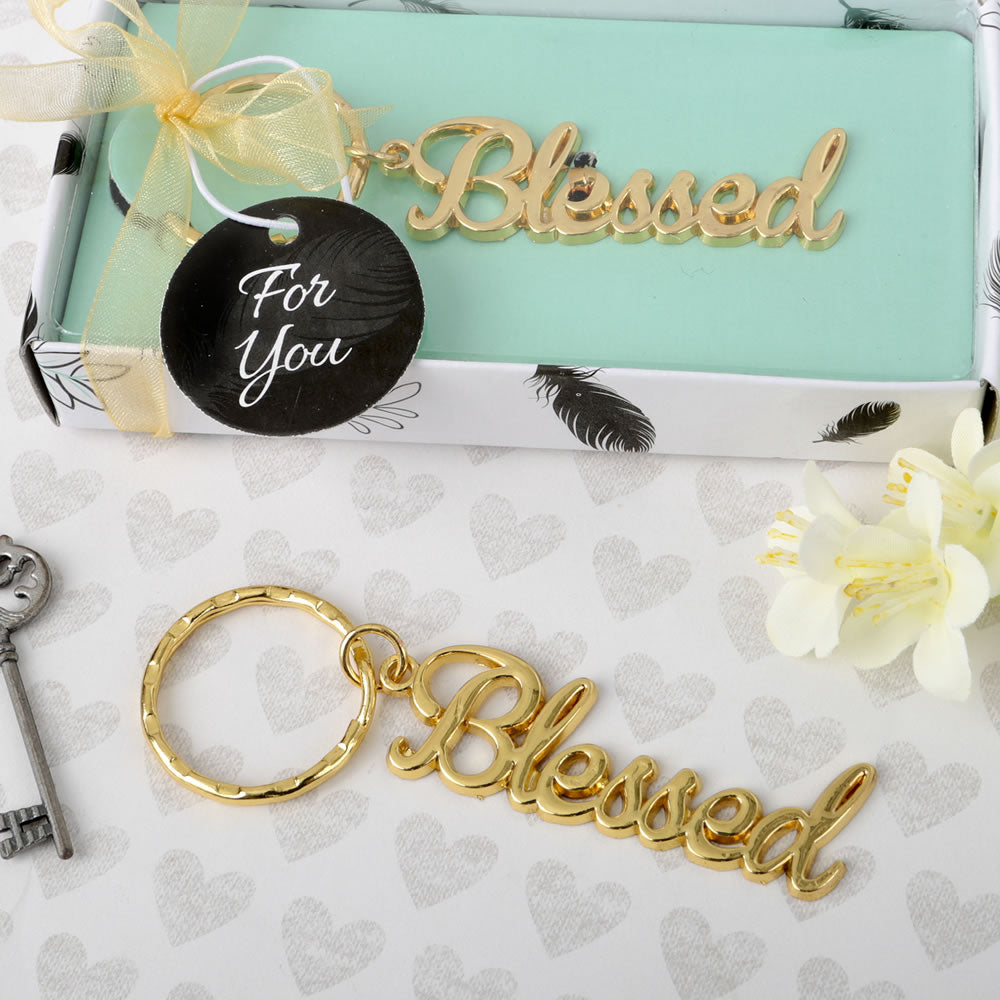 Blessed Theme Gold Metal Key Chain