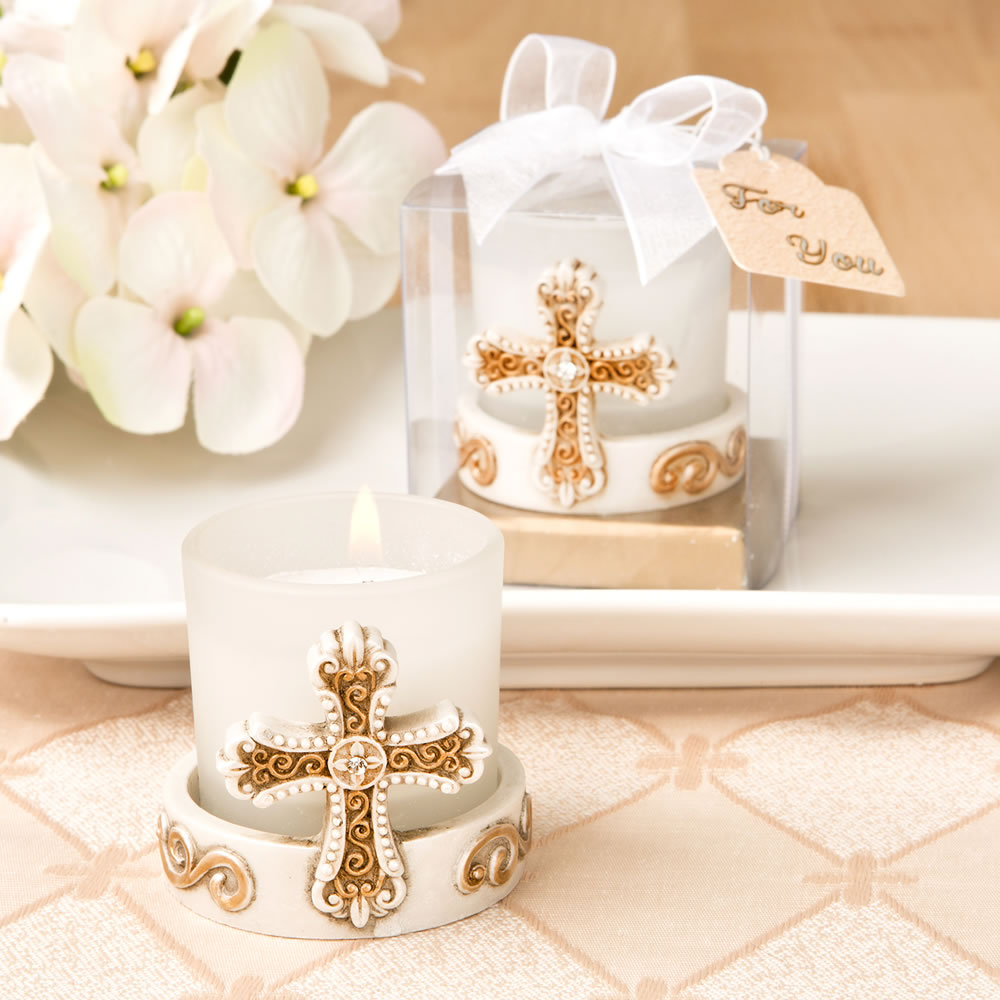 Vintage Cross Themed Candle Votive