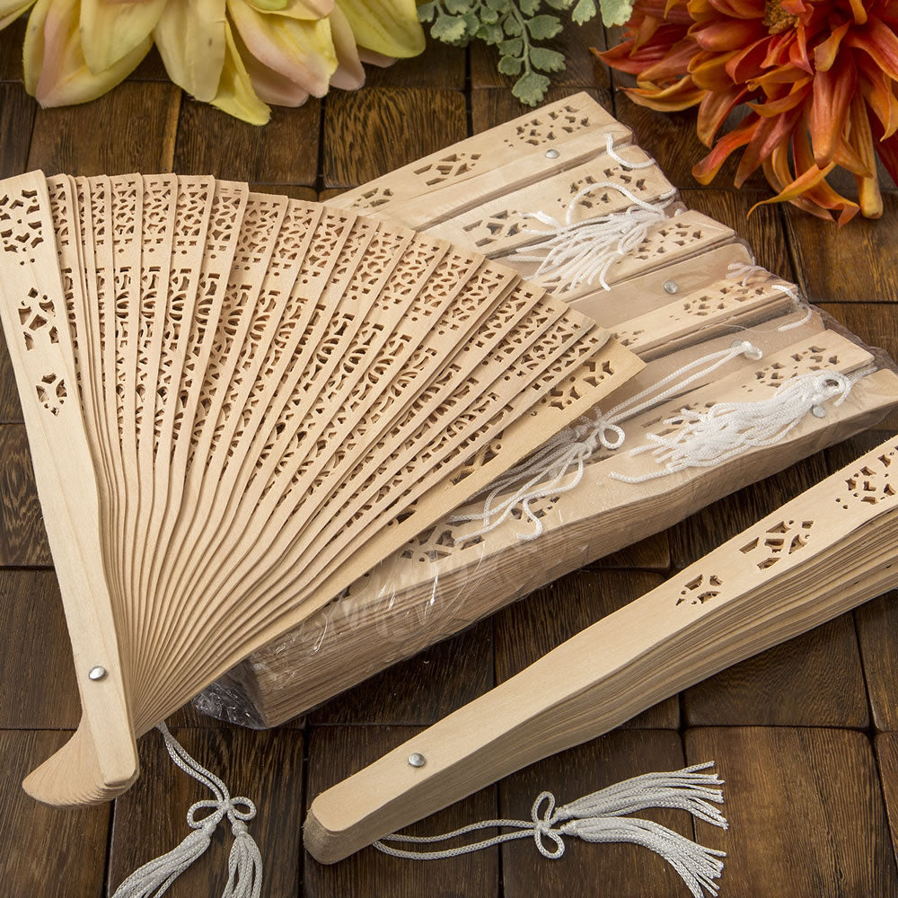 Intricately Carved Sandalwood Fan Favors