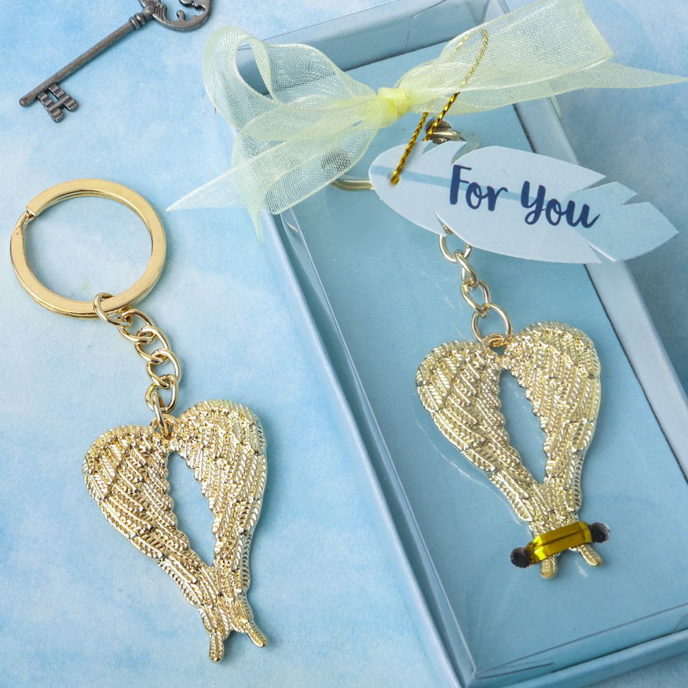 Gold Guardian Angel Wings Metal Key Chain