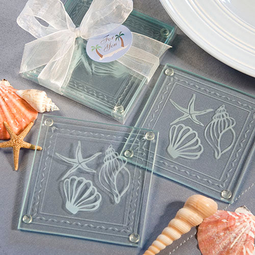 Beach Themed Glass Coaster Favors