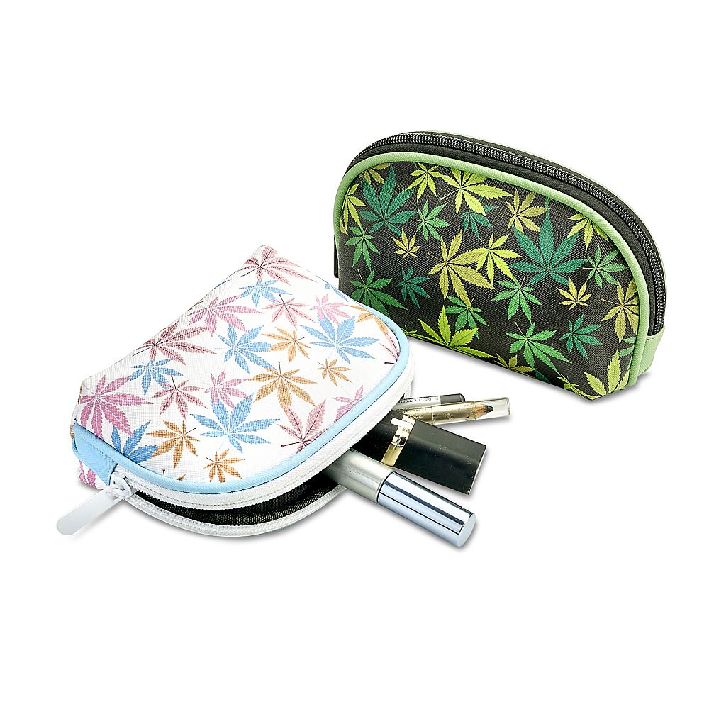 cosmetic bag with leaf design - 2 assorted