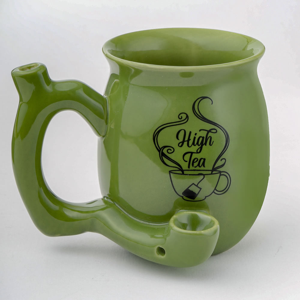High Tea single wall Mug - shiny green with black imprint