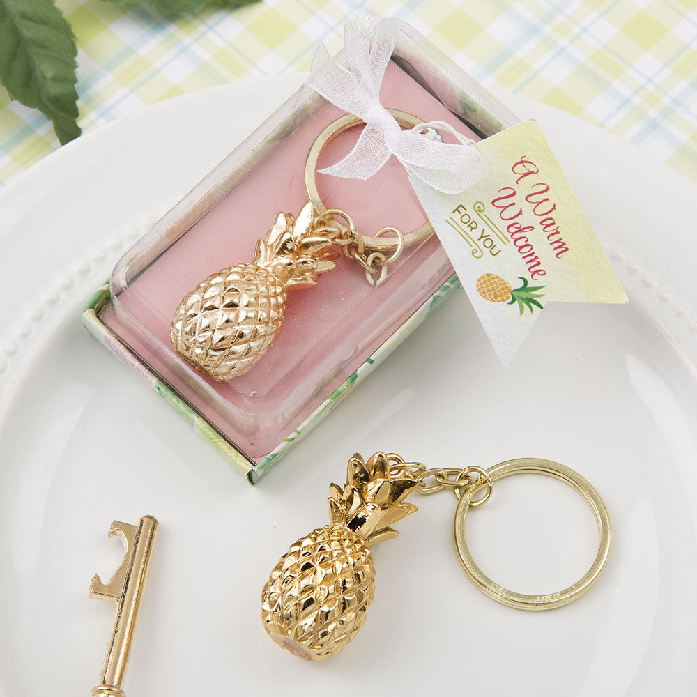 Warm Welcome Collection Gold Pineapple Themed Key Chain