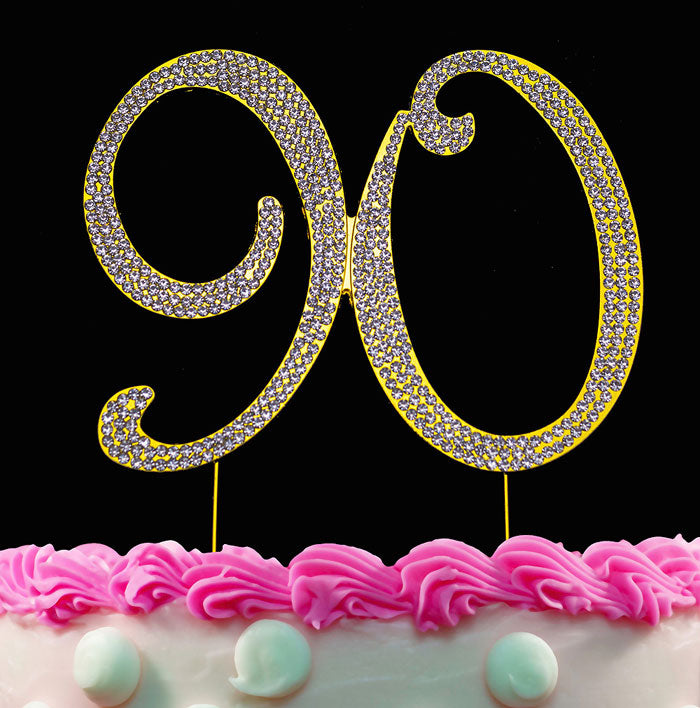 90th Birthday Cake Toppers Gold Bling Cake Topper 90 Birthday Decorations