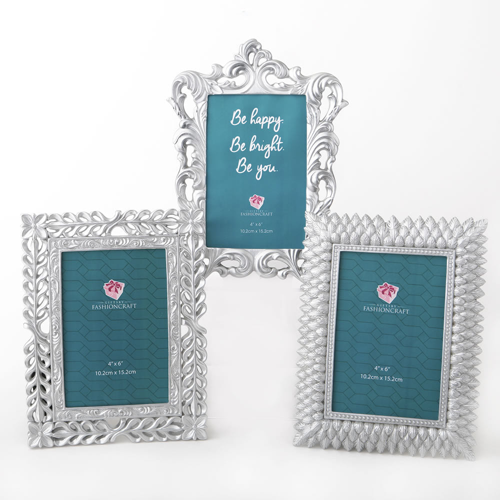 Pearl silver 4x6 frames - 3 assorted styles