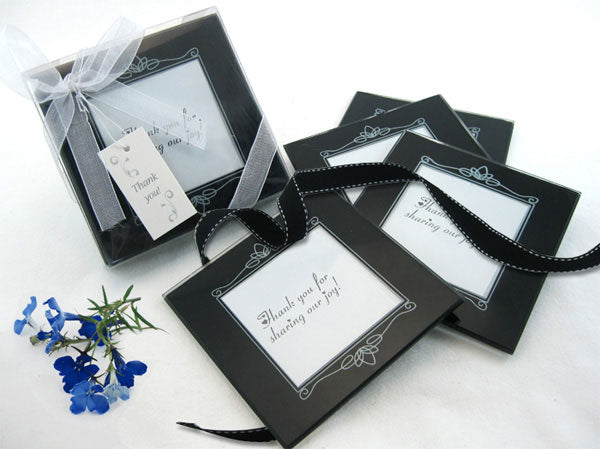 Memories Forever Glass Photo Coasters in Black (Set of 4)