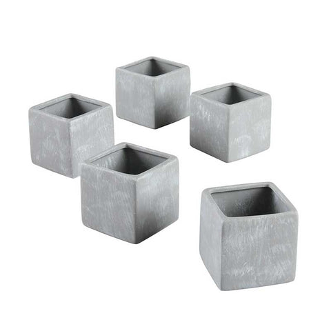 Smooth Square Flower Pots Set of 5 (White or Ivory or Grey)