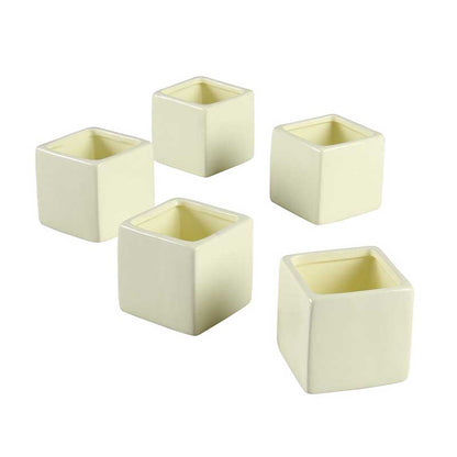 Smooth Square Flower Pots Set of 5 (White or Ivory or Grey)