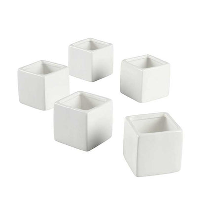 Smooth Square Flower Pots Set of 5 (White or Ivory or Grey)