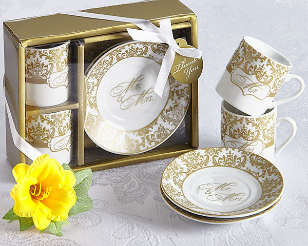 Mr & Mrs Espresso Cup Set in Gold (Set of 2)