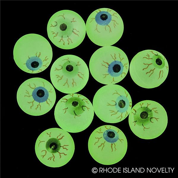 Glow in the Dark Halloween EYE Ball Bouncy Balls Eyeballs Pack of 12