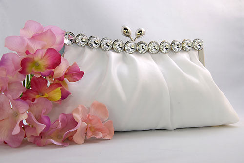 Satin Bridal Purse with Crystals and Clasp ( 8 Colors )