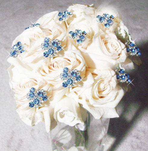 Light Blue Crystal Swirl Bouquet Jewels  (Set of 2)