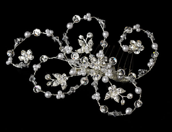 Elegant Pearl & Crystal Hair Accent Bridal Comb