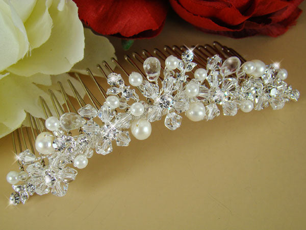 Elegant Freshwater Pearl & Swarovski Crystal Bridal Comb