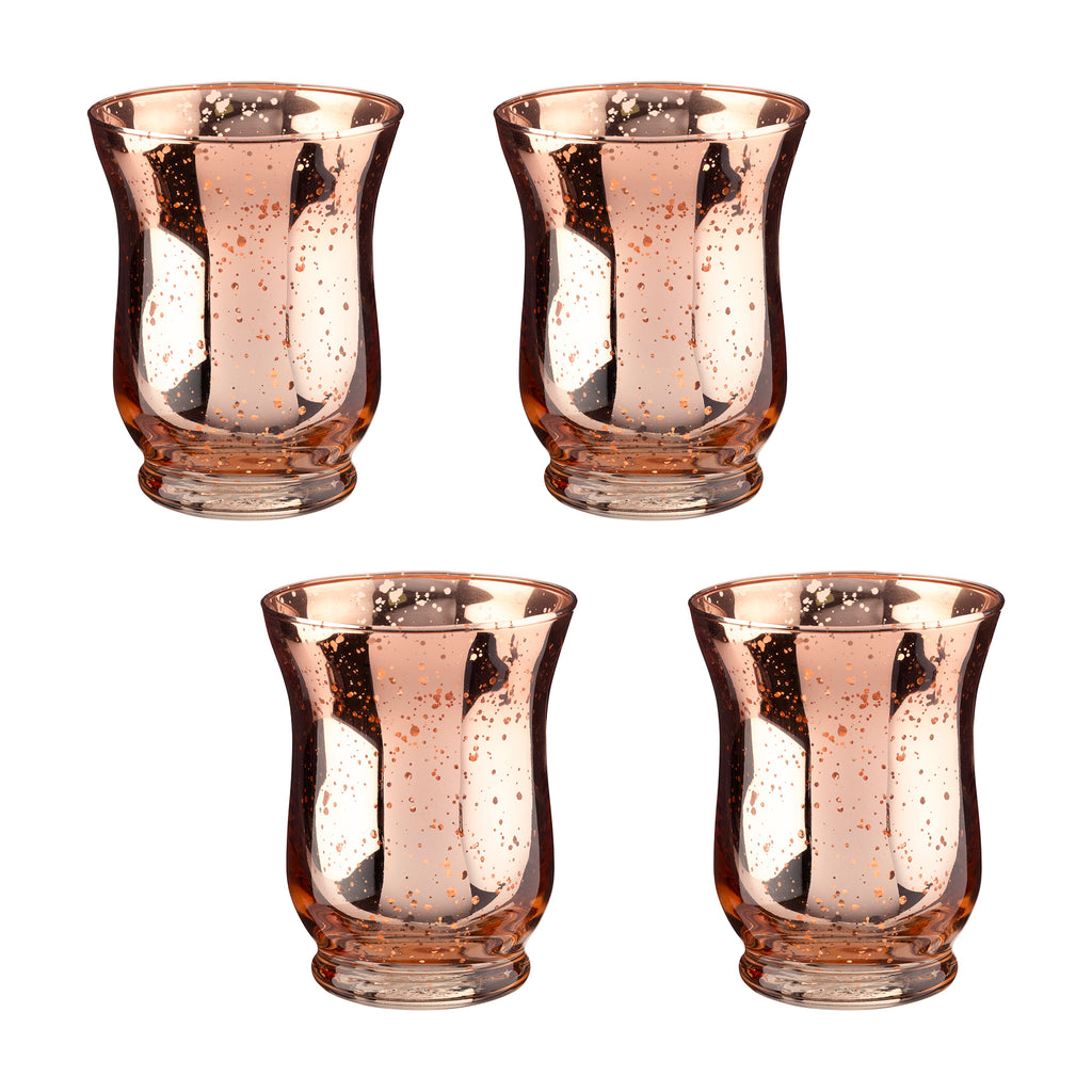 Copper Mercury Tulip Shaped Glass Votive or Tea light Holders in Set of 4