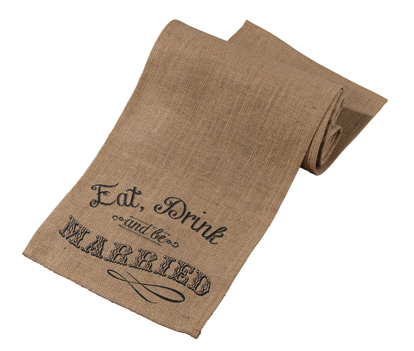 Eat, Drink and Be Married Rustic Burlap Table Runner