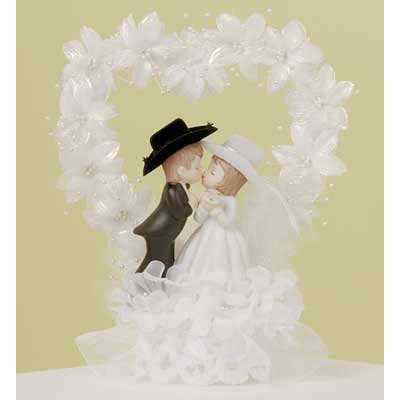 Wedding Cake Topper Kissing Western Bride and Groom Toppers