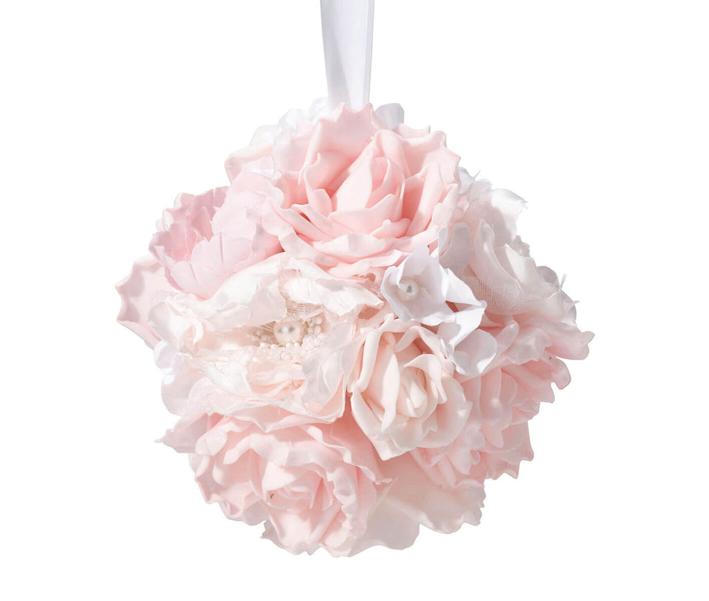 Blush Pink Rose Ball Flower Basket Party Decorations