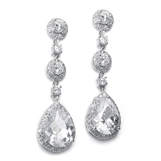 Best Selling Pear-Shaped Drop Bridal Earrings with Pave CZ