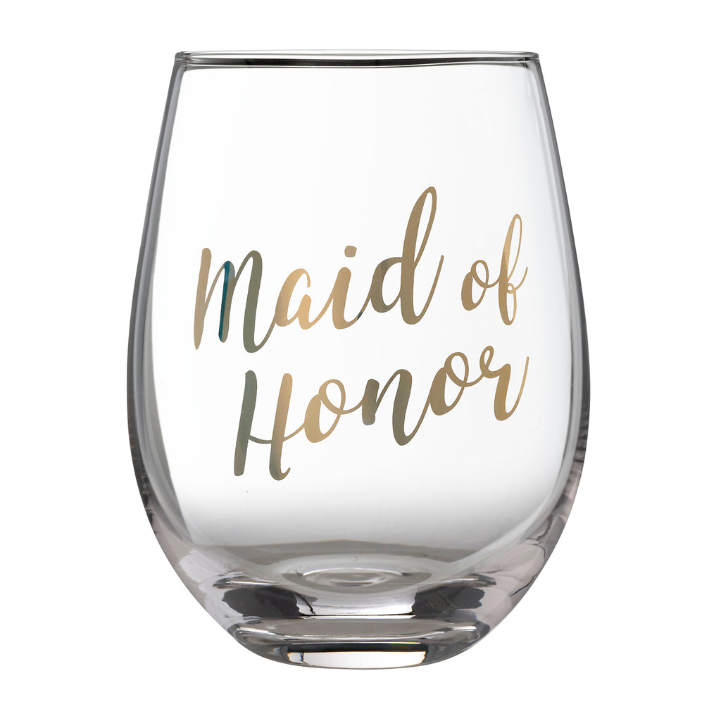 Gold Maid of Honor Stemless Wine Glass