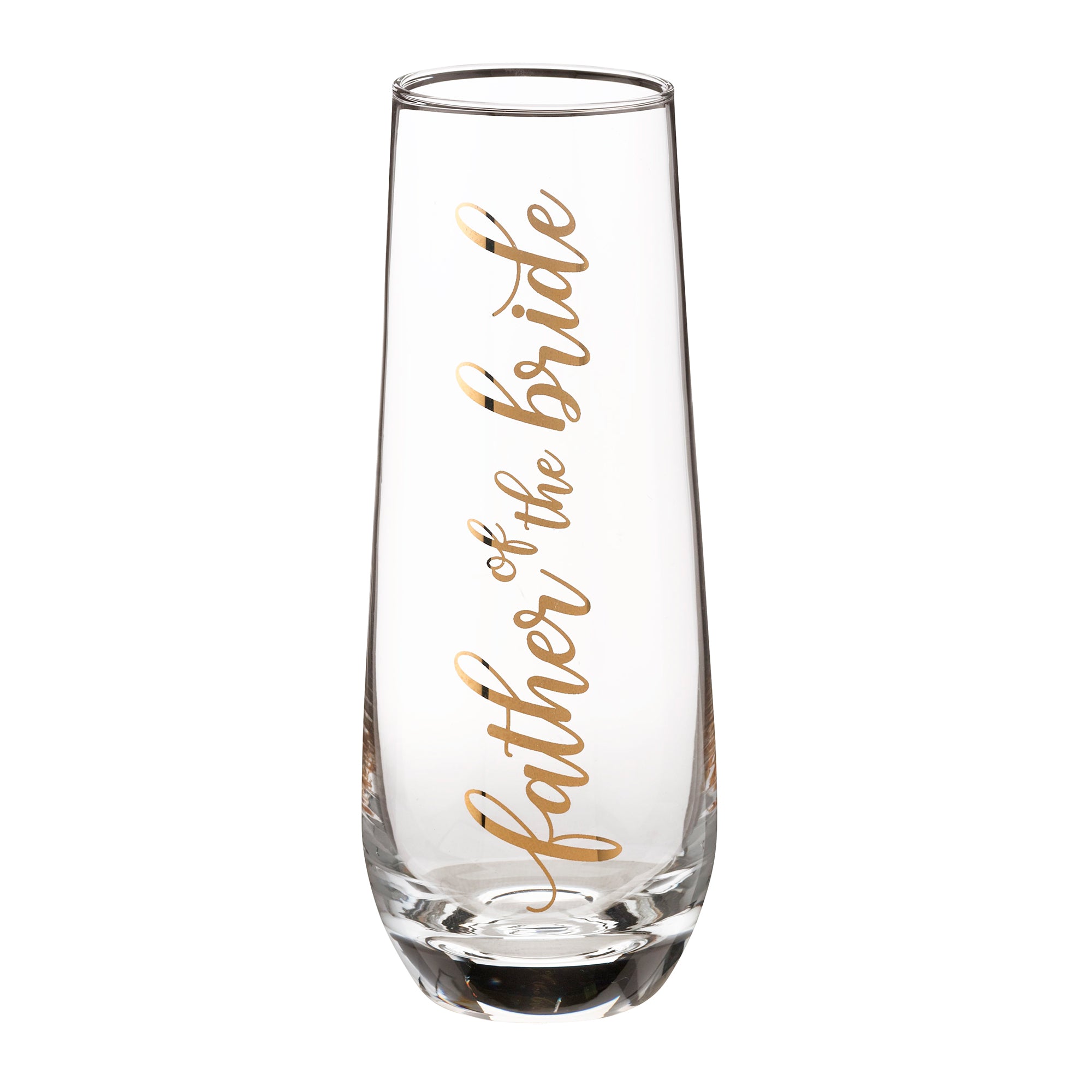 Father of Bride Stemless Champagne Glass and Wedding Toasting Glass