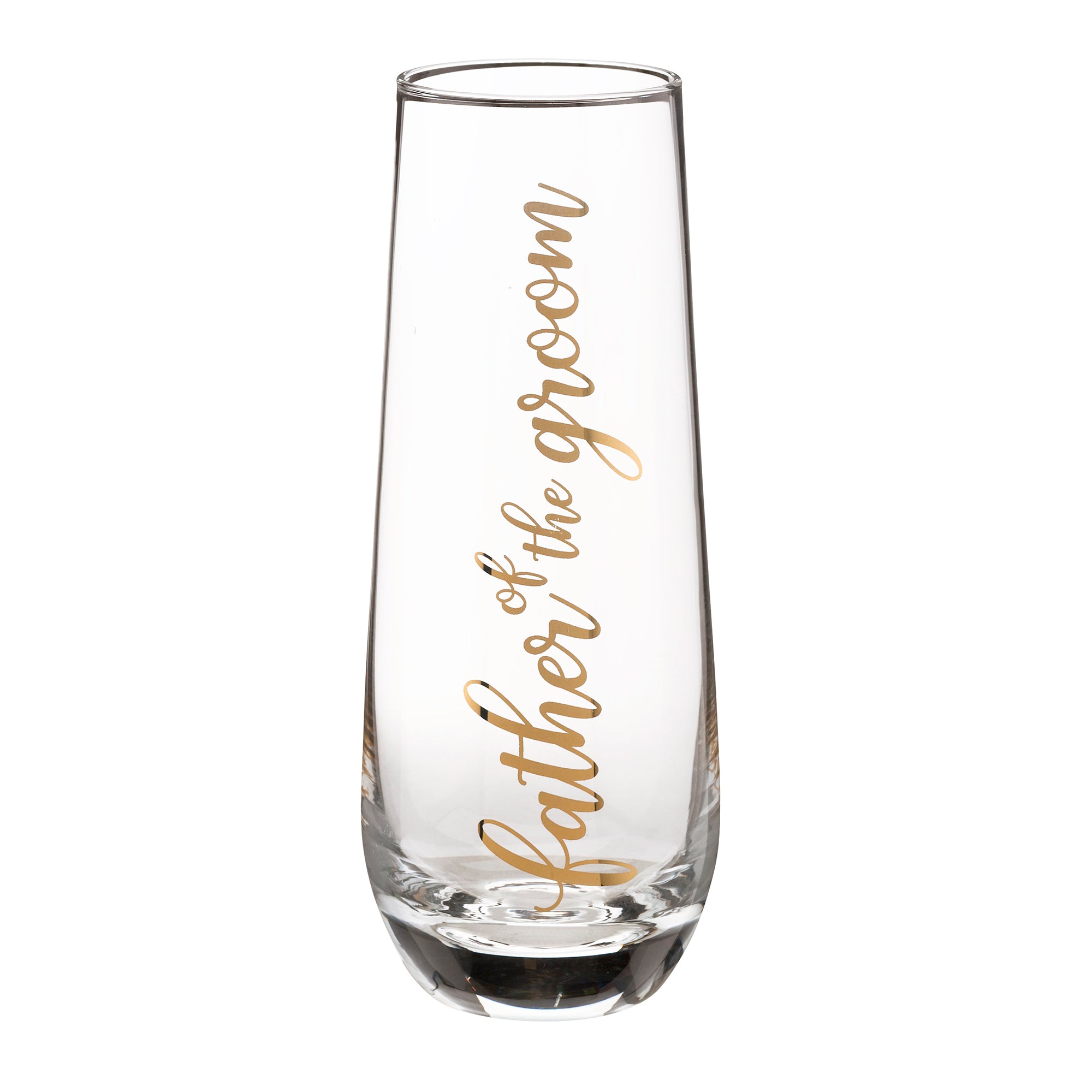 Father of Groom Stemless Champagne Glass and Wedding Toasting Glass