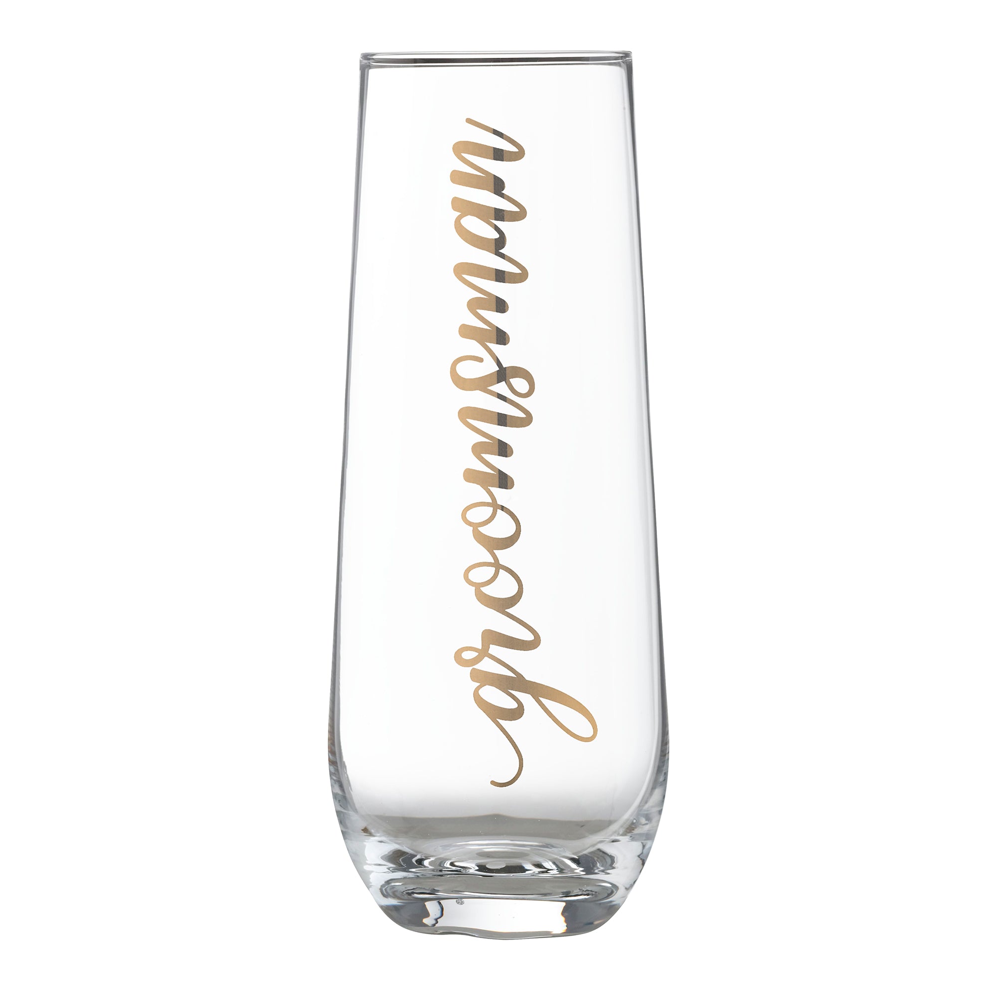 Gold Groomsman Stemless Champagne Glass