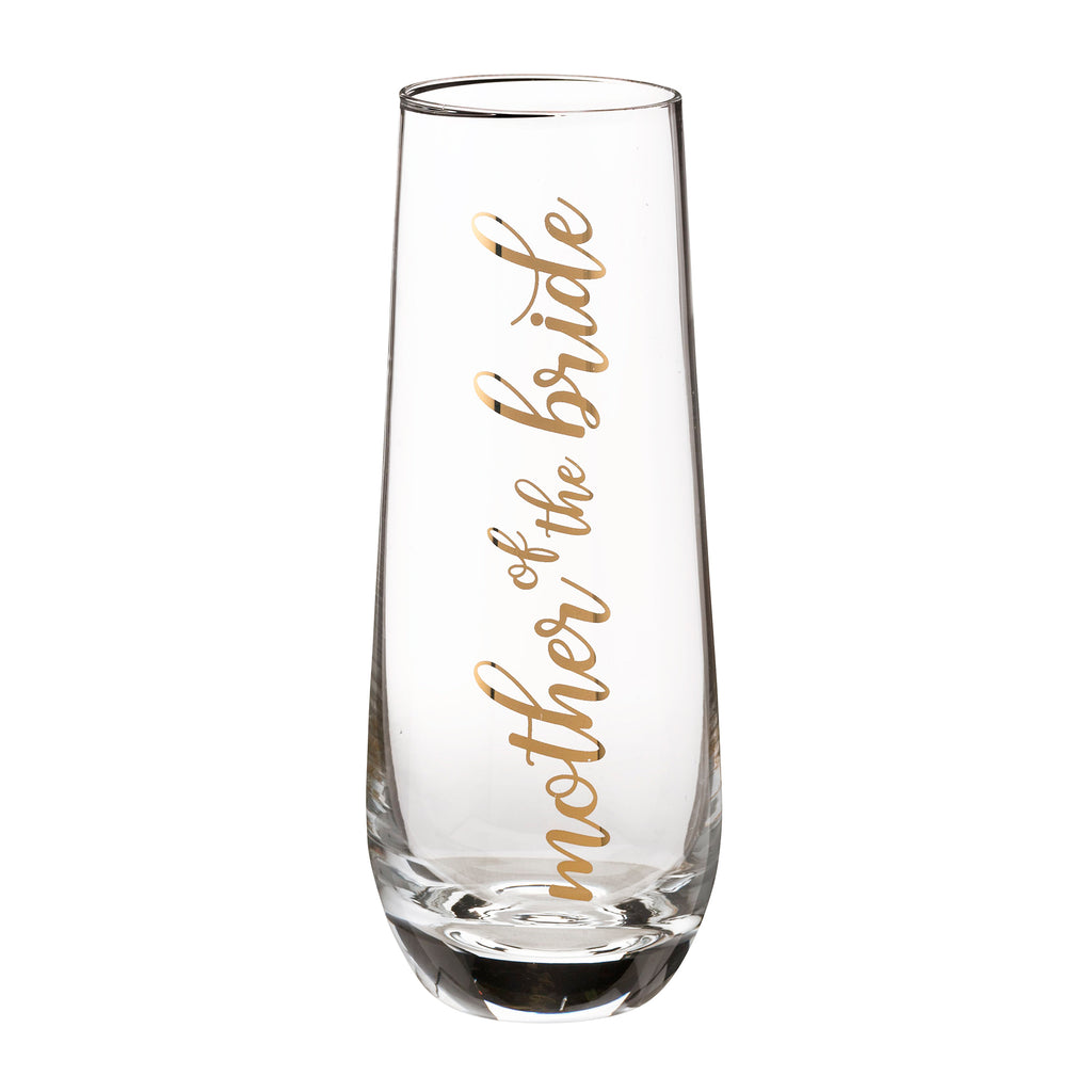 Mother of Bride Stemless Champagne Glass and Wedding Toasting Glass