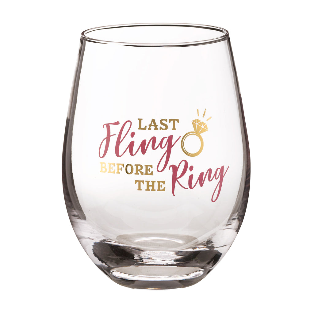 Last Fling Before the Ring Stemless Wine Glass