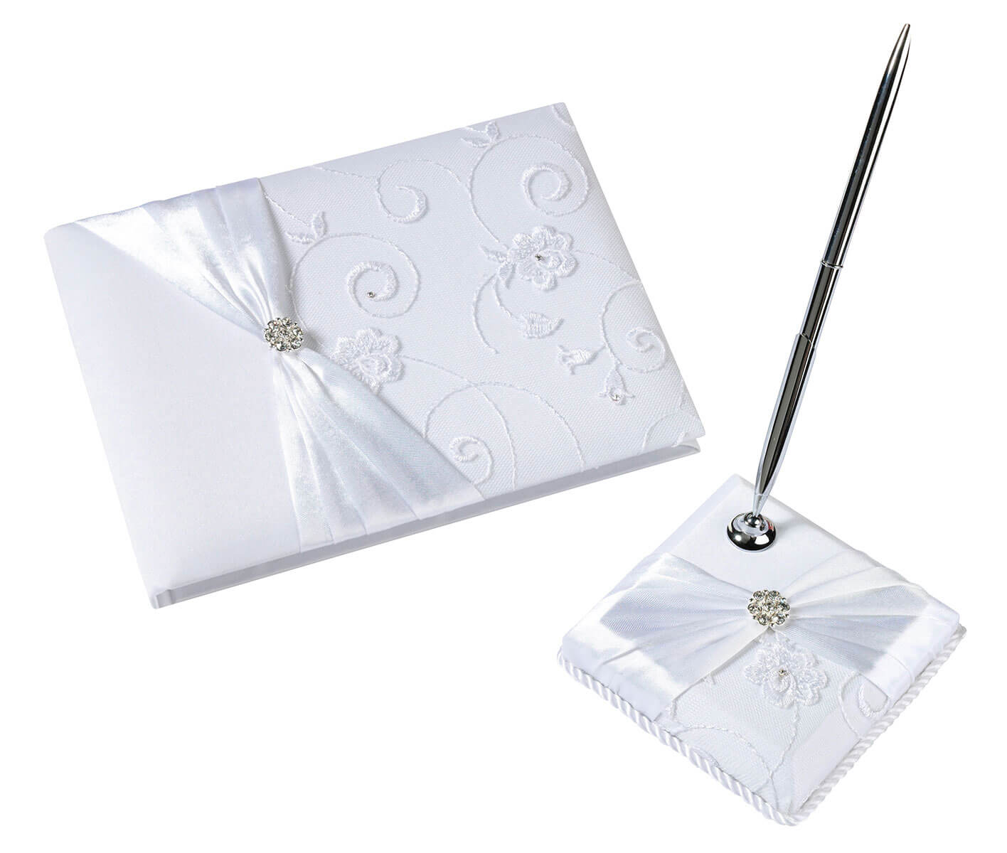 White Lace Guest Book and Pen Set