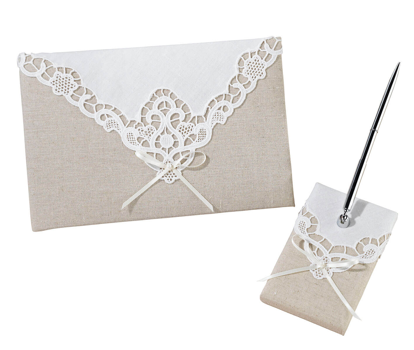 Country Lace Guest Book and Pen Set