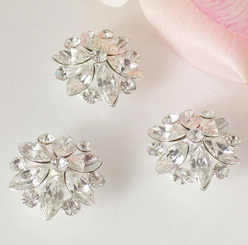 Silver Clear Stones Floral Hair Accents Twist Ins - Set of 2