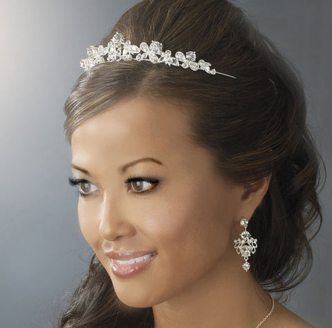 Elegant Silver Plated Bridal Tiara with Rhinestones