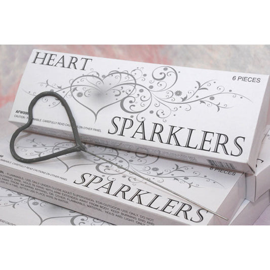 Heart Shaped Wedding Sparklers - Pack of 6