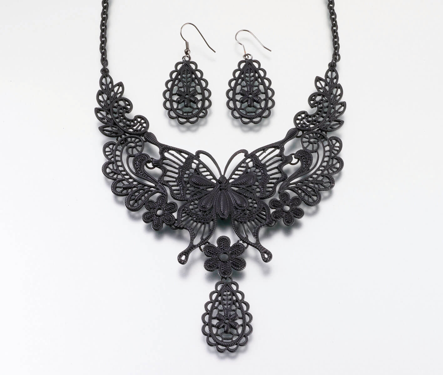 Black Butterfly Jewelry Set