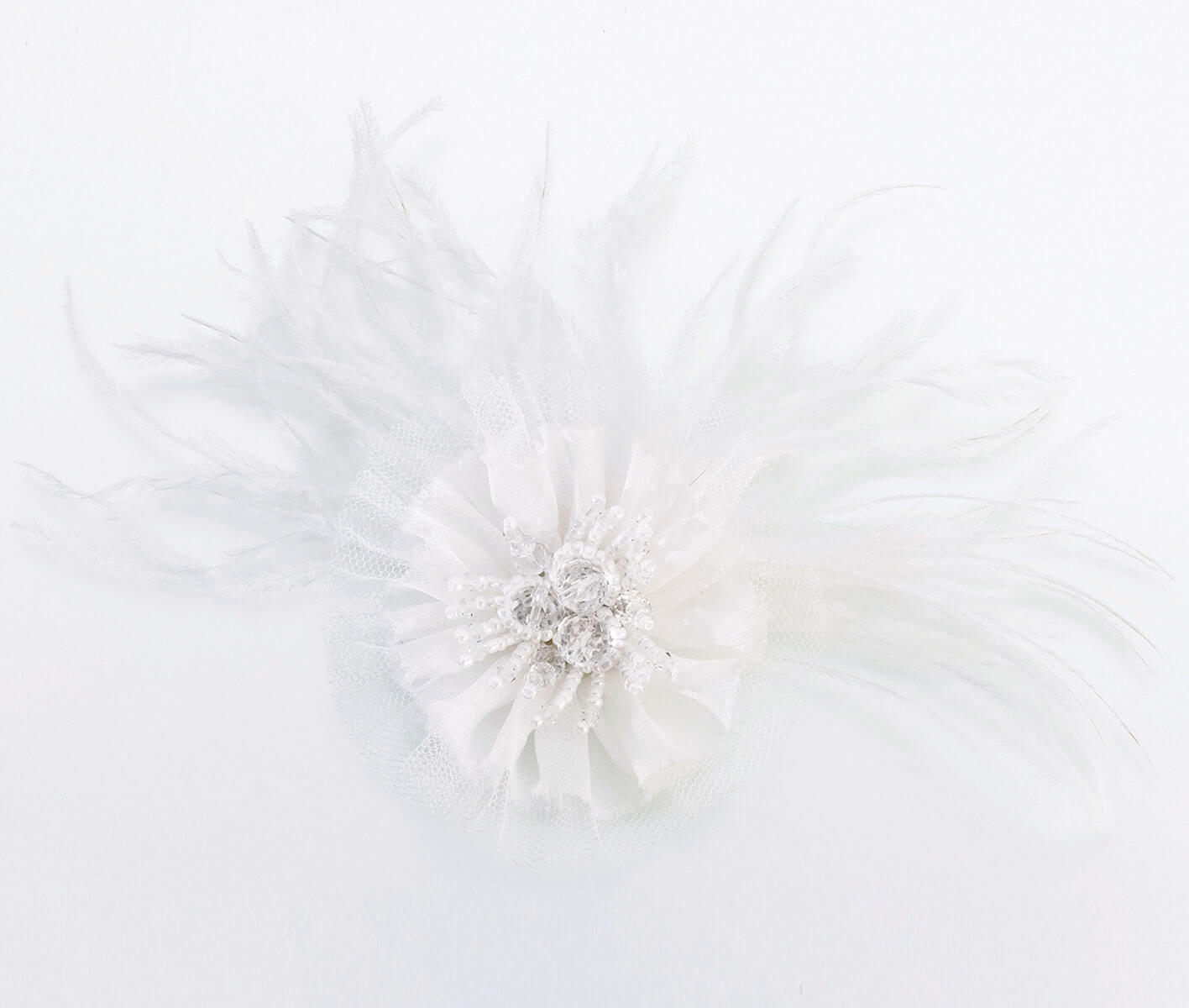 Marabou Feather Hair Clip White or Ivory