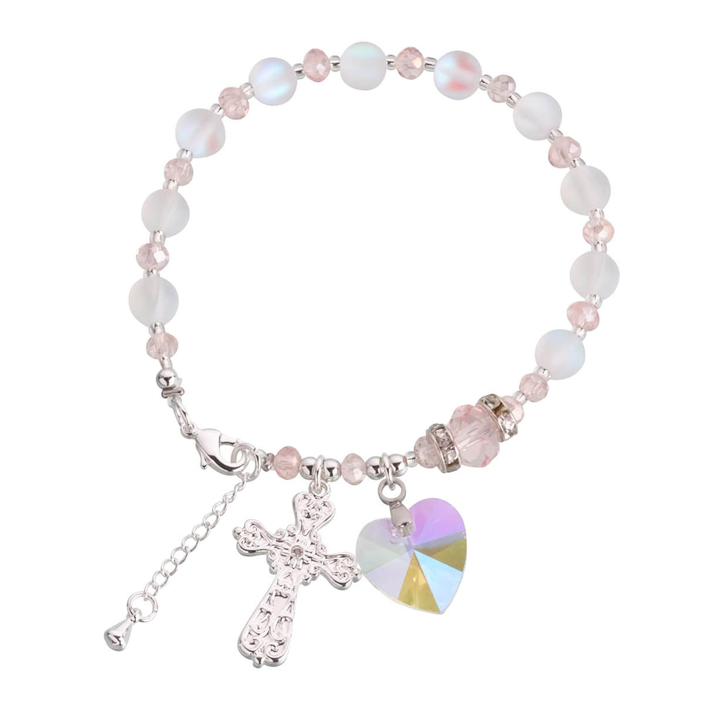 Pink and Silver Rosary Bracelet