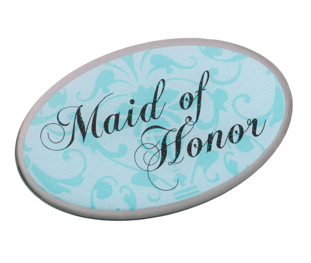 Aqua Maid of Honor Oval Pin