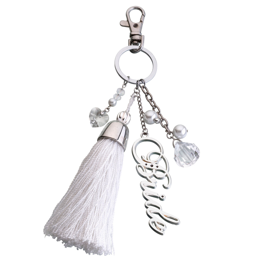 Silver and White Bride Keychain Gift